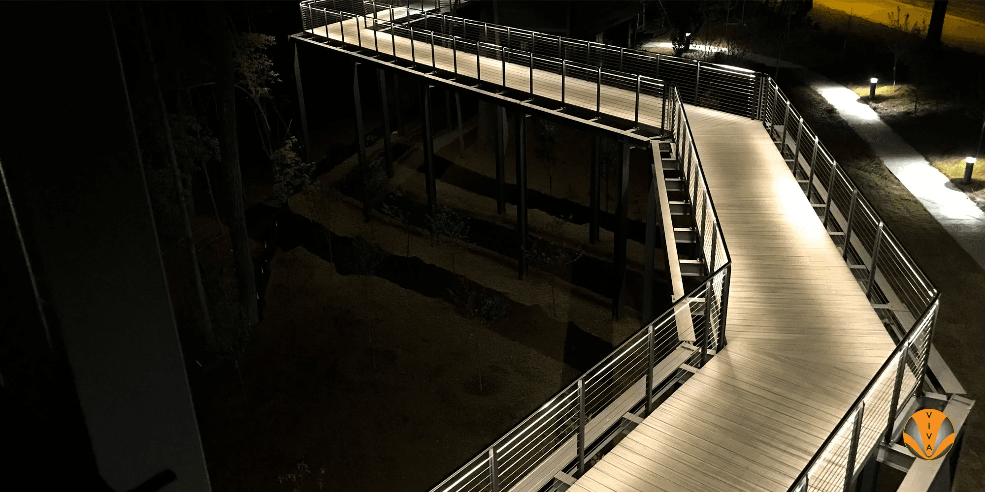 Cable Stair Railing with Lights