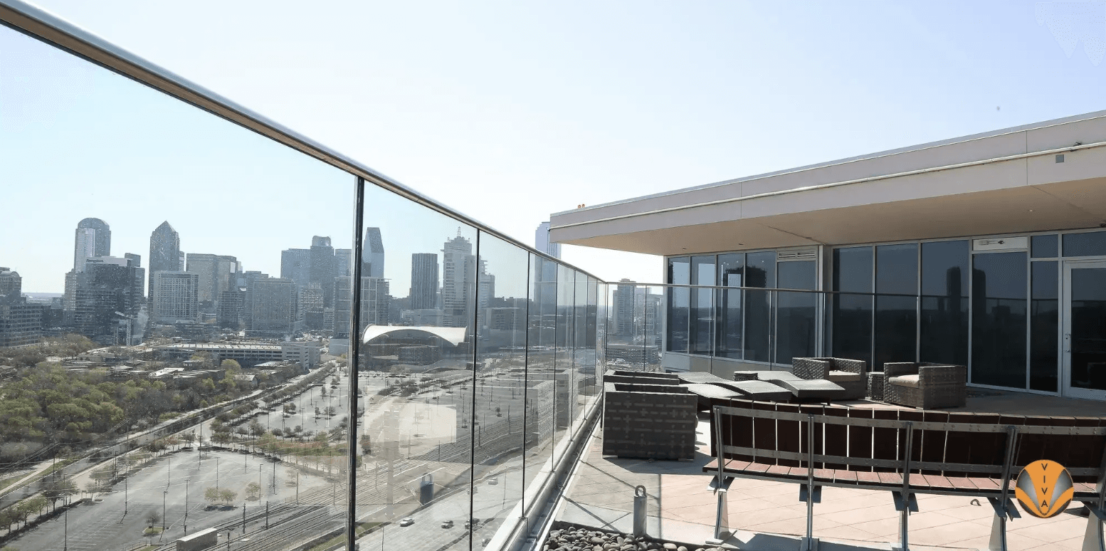 Modern Glass Outdoor Railing on Rooftop