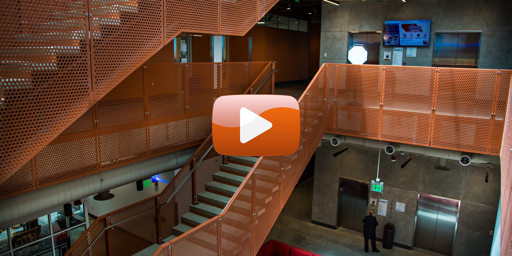 Viva railing tcc northwest campus fold metal panel railing system