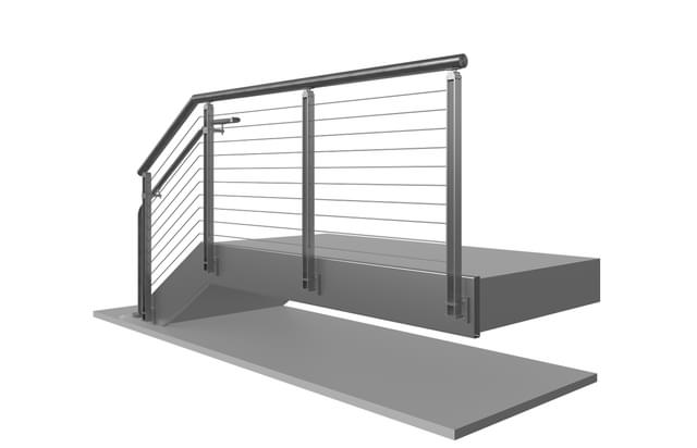 Isometric Production Railing BLADE Air Stainless Steel Multiline Railing System |… | VIVA Railings