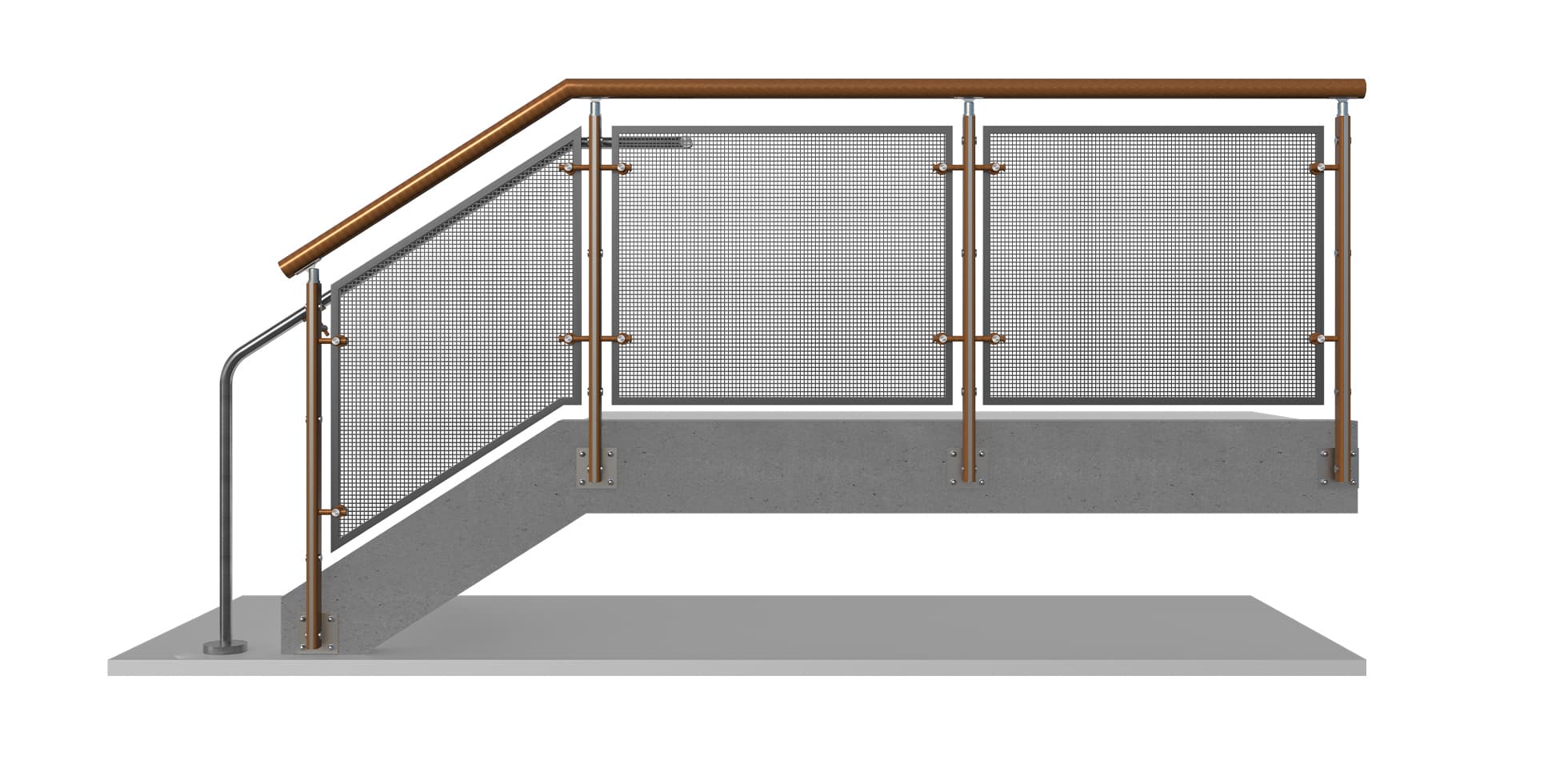 FIN PERF METAL WOOD RAILING Scene 2