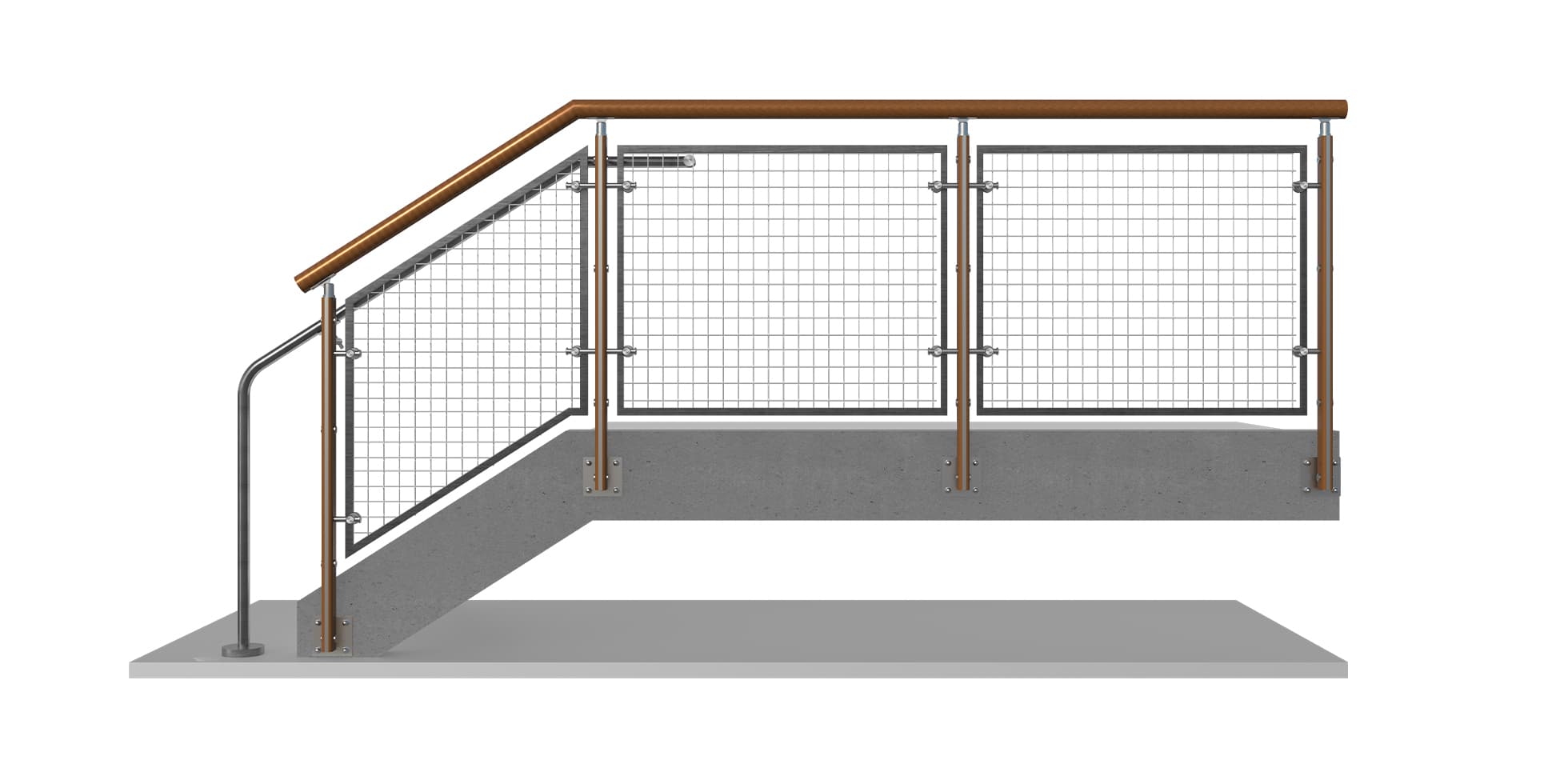 FIN WIRE MESH WOOD RAILING Scene 2