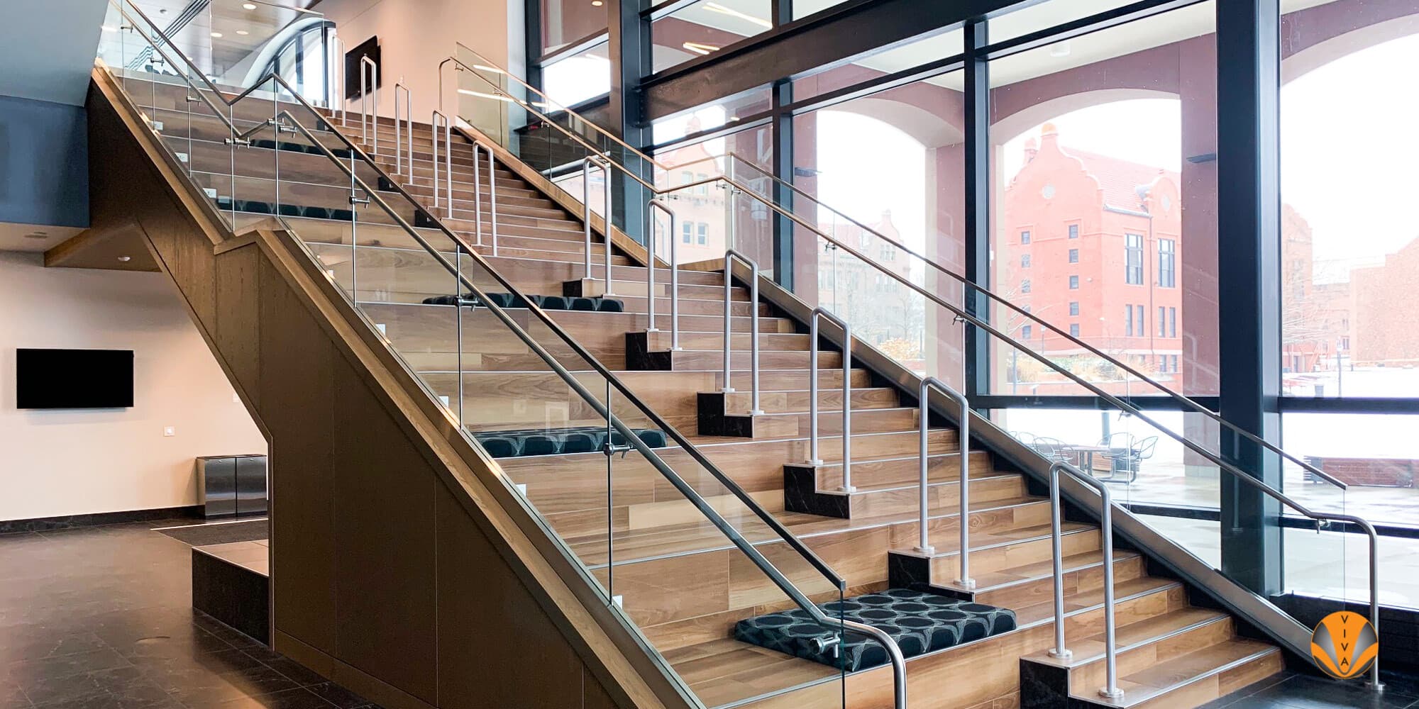 SHOE Structural Glass Railing System and FSR at Millikin Center for Theatre & Dance in Decatur, IL