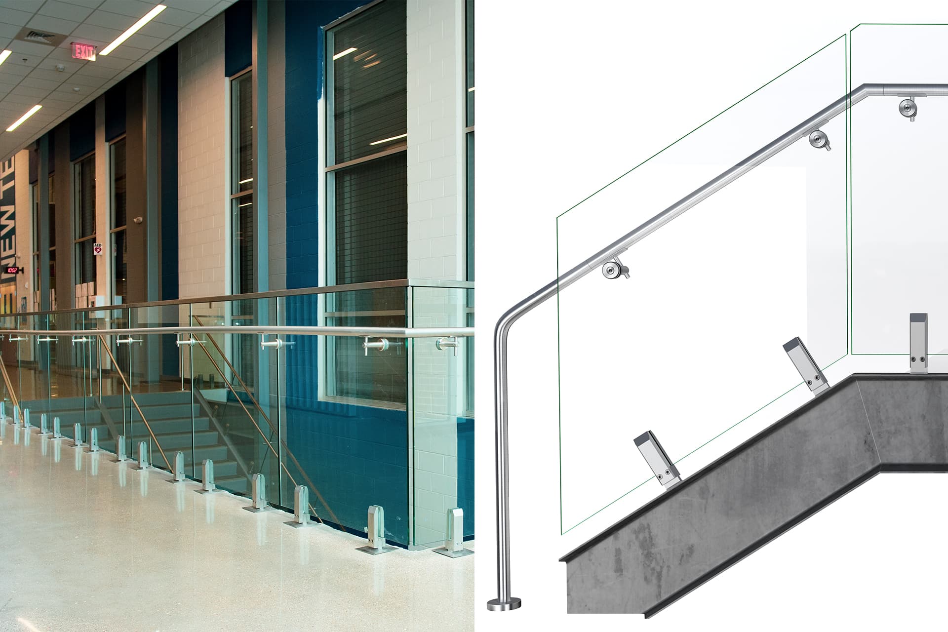 VISIO Structural Glass Point Supported Stainless Steel Railing