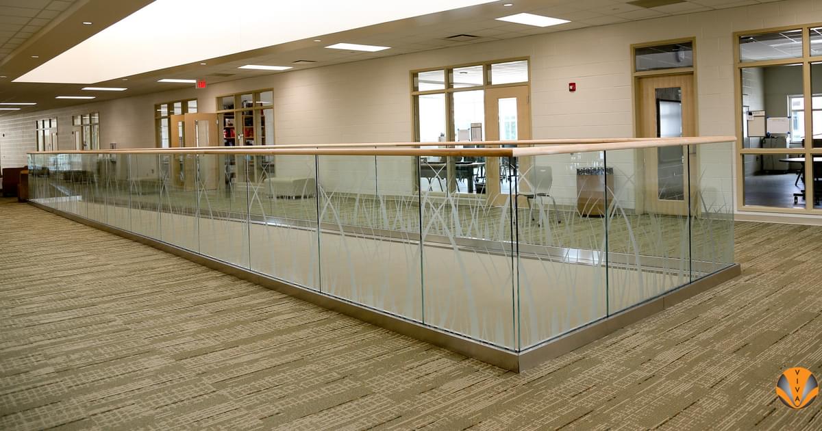SHOE™ Custom Ceramic Frit Glass | River Bluff High… | VIVA Railings