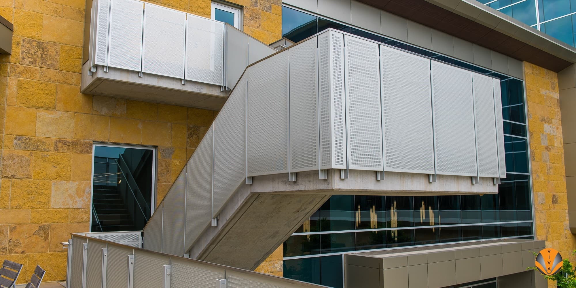 TXDOT OFFICE GARAGE CUSTOM PERF FRAME METAL PANEL RAILING SYSTEM 5 of 22