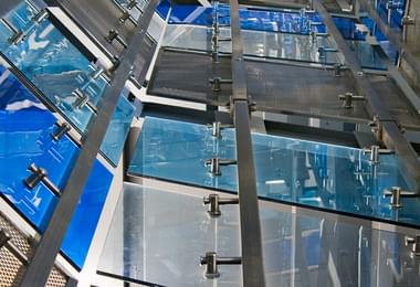 COLORED GLASS PANELS PERF METAL CUSTOM CUBE BUFFALO CLEMENS 13 of 15