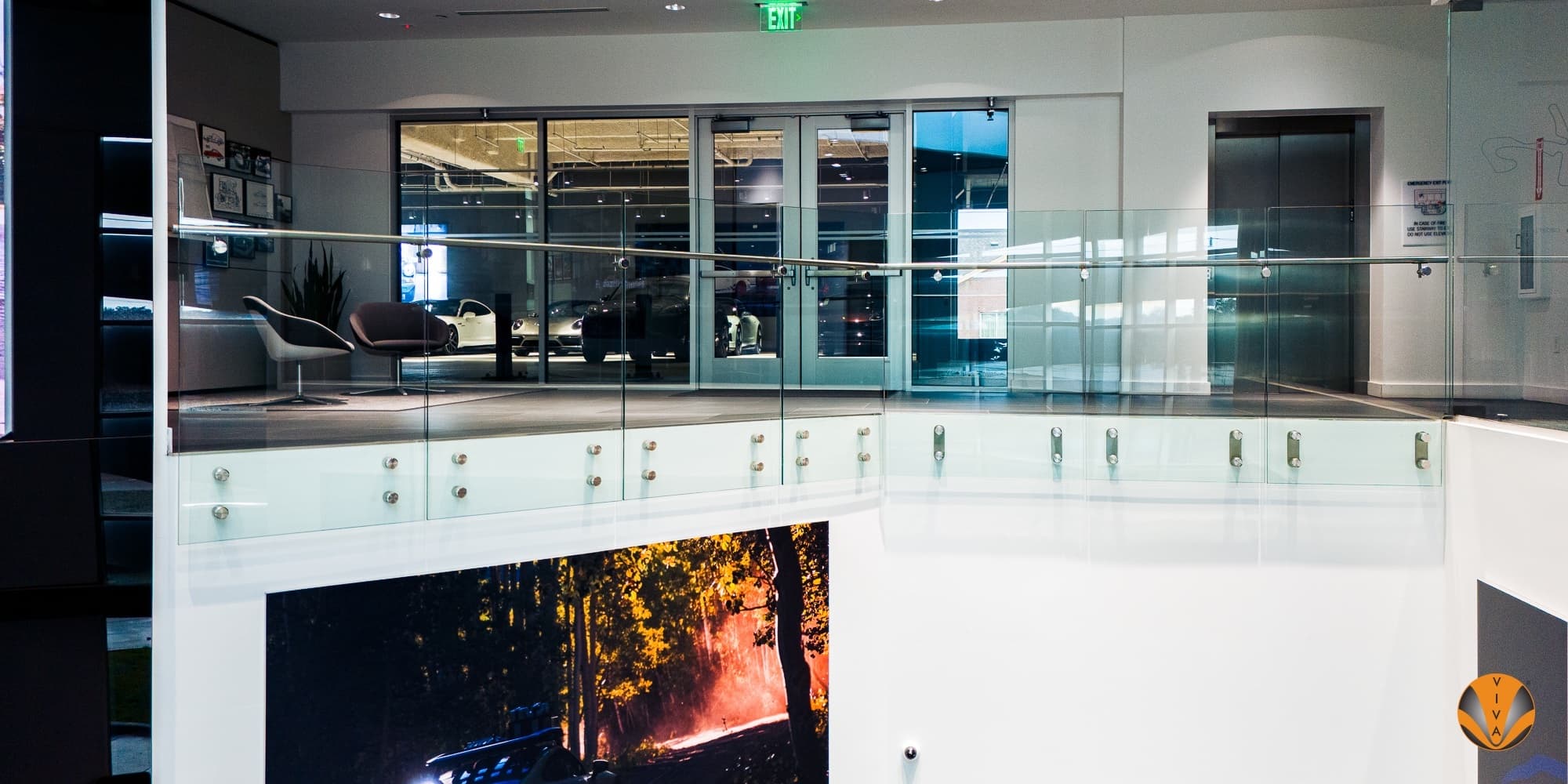 BUTTON GLASS RAILING VIEW PORSCHE SHOWROOM 17 of 21