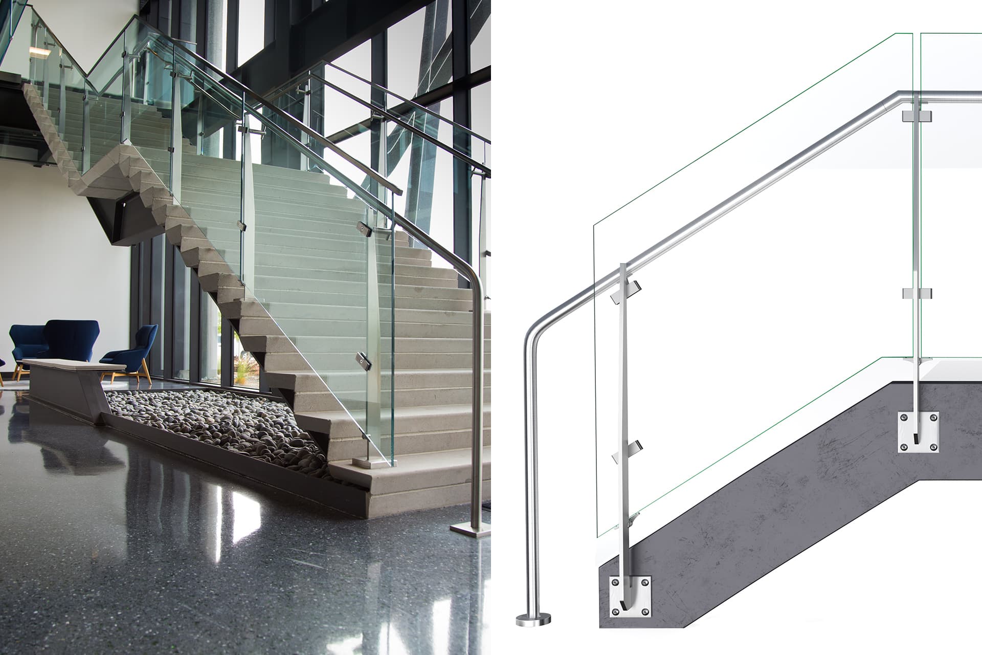 Solo glass railing system core construction hq