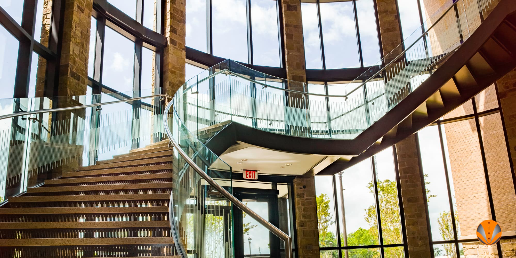 Curved Frameless Glass Railing | Southwest Adventist… | VIVA Railings