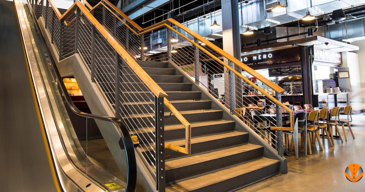 VIVA Railings | Custom Powder Coat Railings | Legacy Food Hall Plano,…