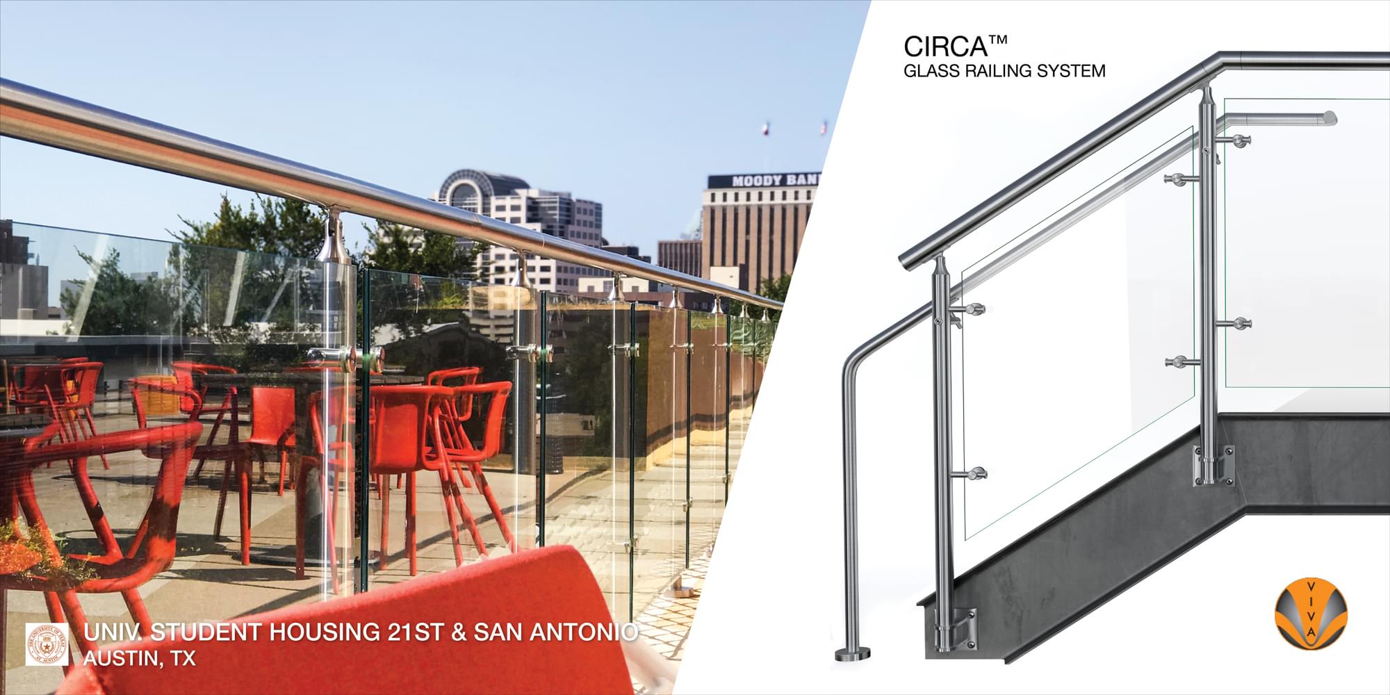 Glass Deck Railing | 21st and San Antonio Student… | VIVA Railings