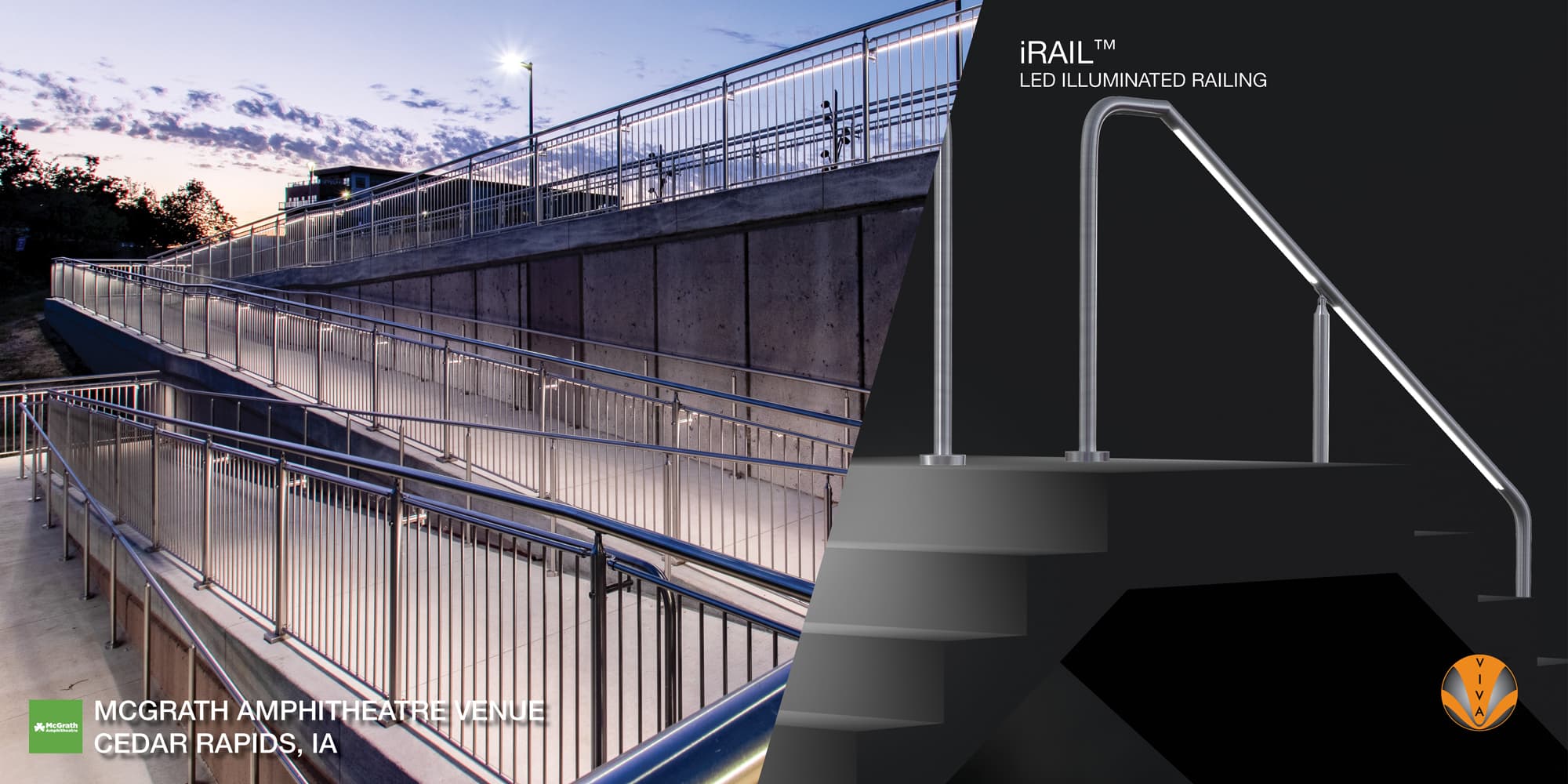 Circa picket irail led railing mcgrath amphitheatre venue1