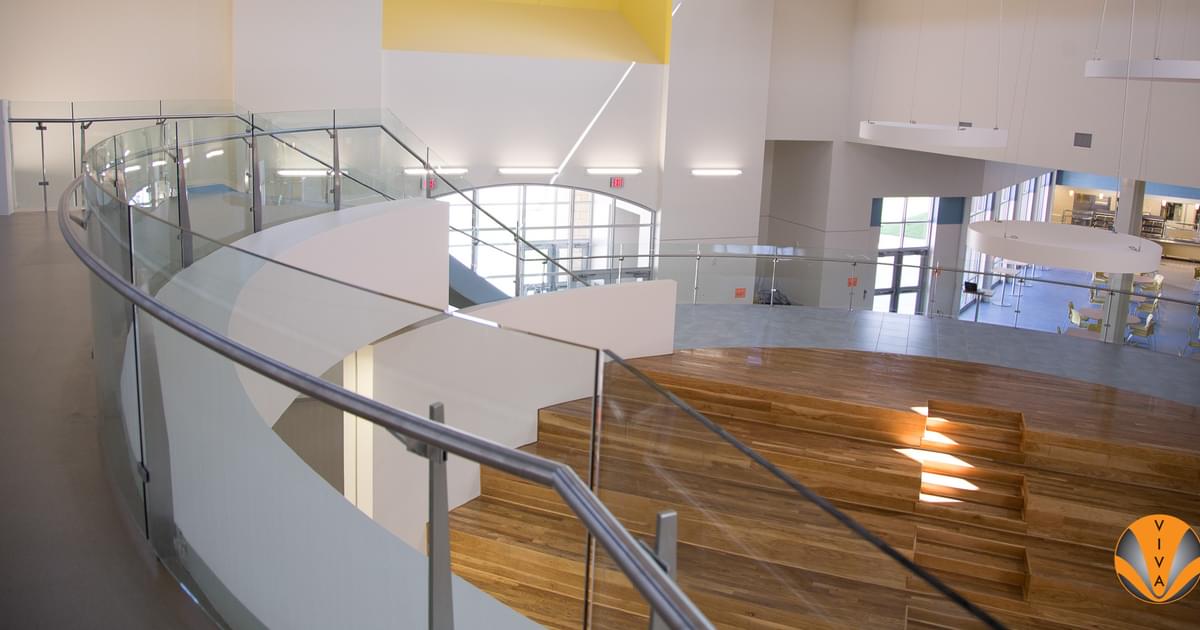 Radius Glass Railing K-8 Stem Academy Project - SOLO™ Curved Glass Railing System