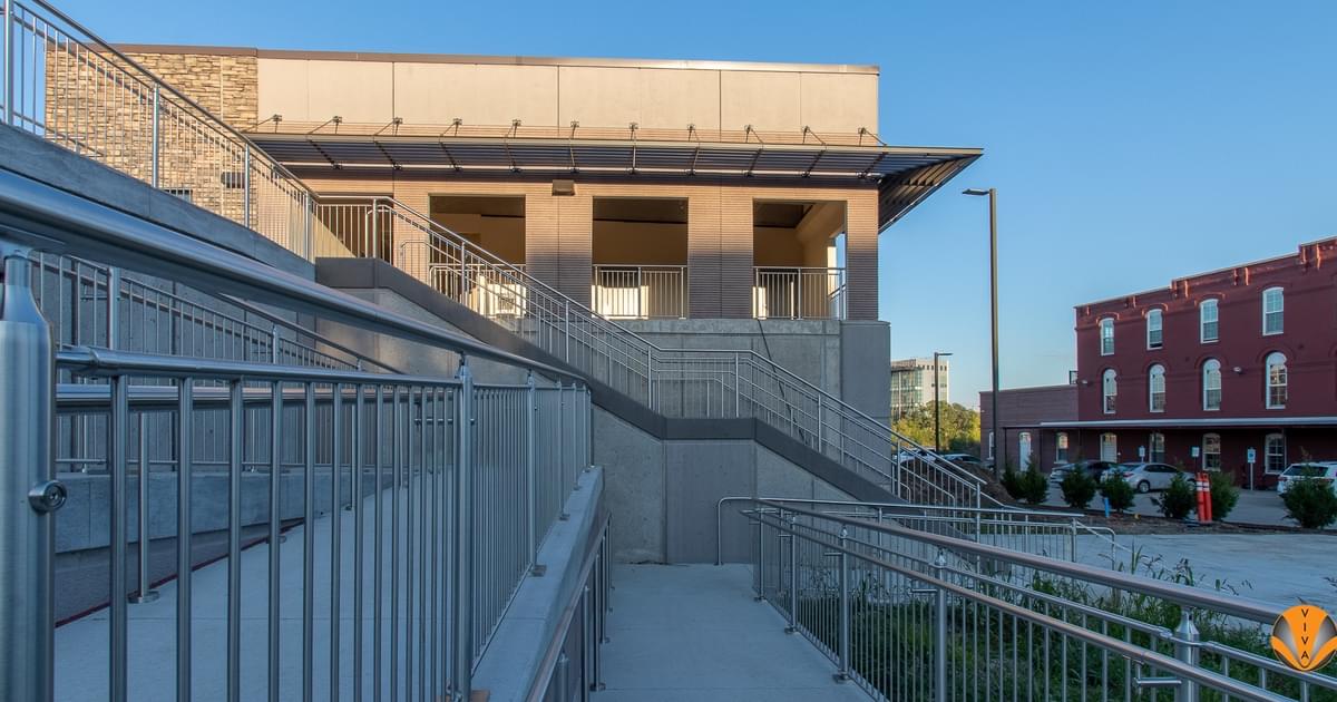 Amphitheater Railing Illuminated Picket Panel Railing System at McGrath… | VIVA Railings
