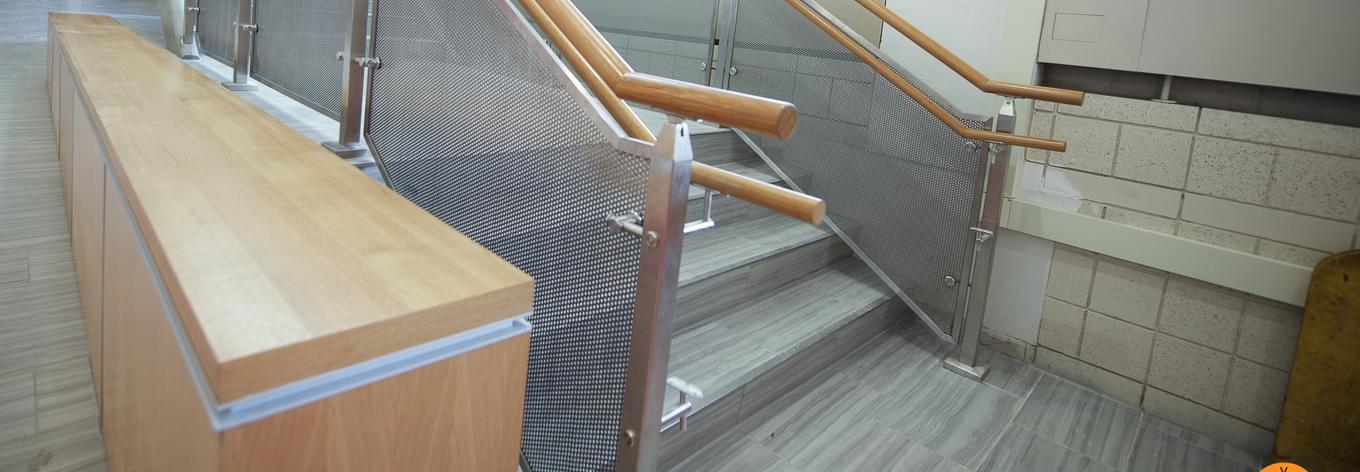 Perforated Metal Panel Railing - CUBE™ | Temple Univ.… | VIVA Railings