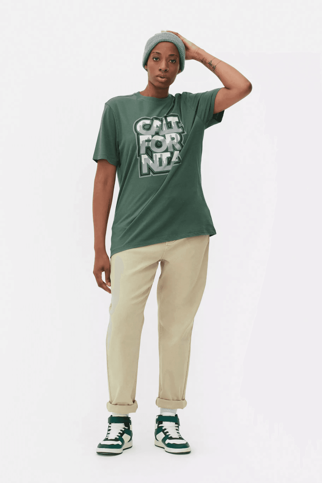 Primark green t-shirt with Recover™ recycled cotton fiber