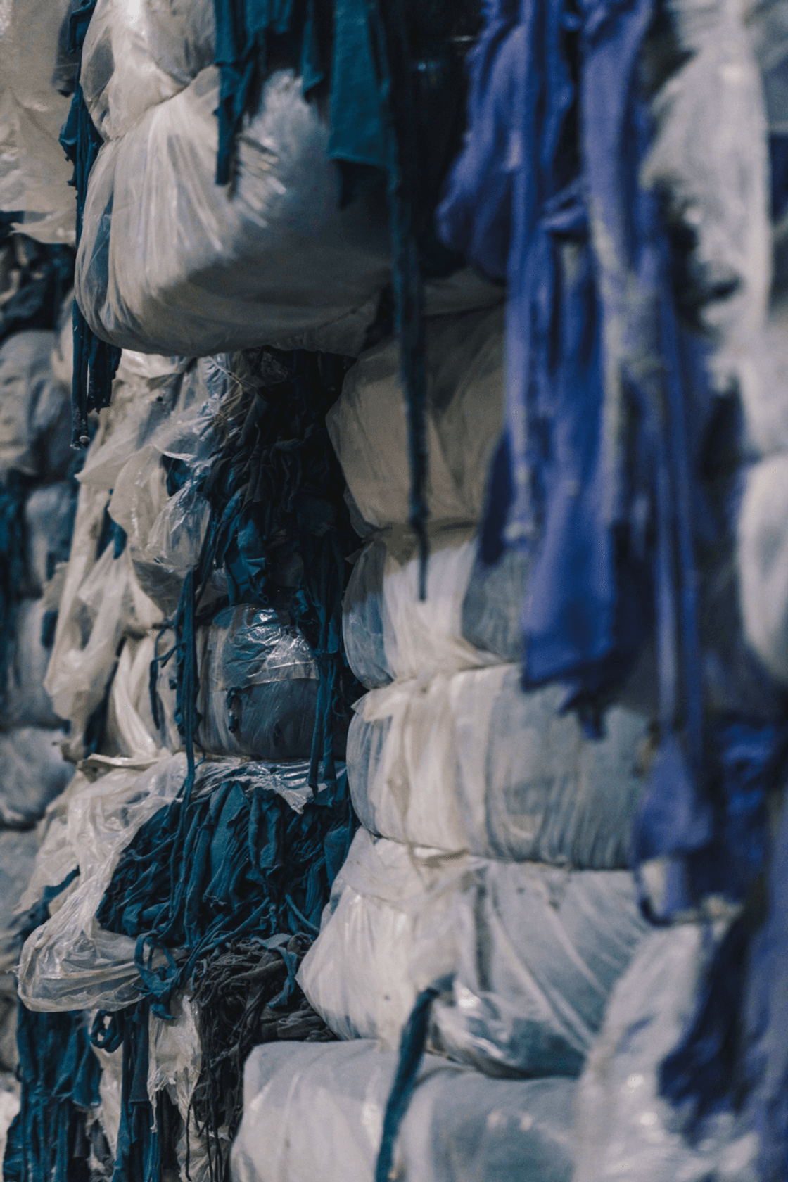 Close-up picture of textile waste, our raw material at Recover