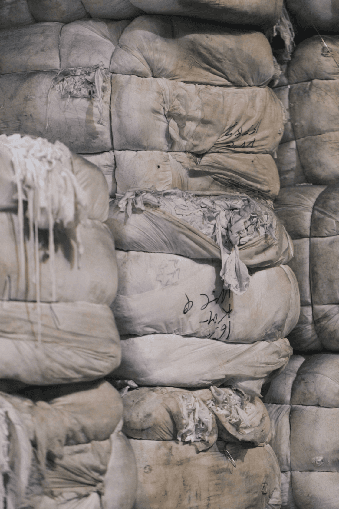 Picture of post-industrial textile waste ready to be recycled, to illustrate the waste hierarchy