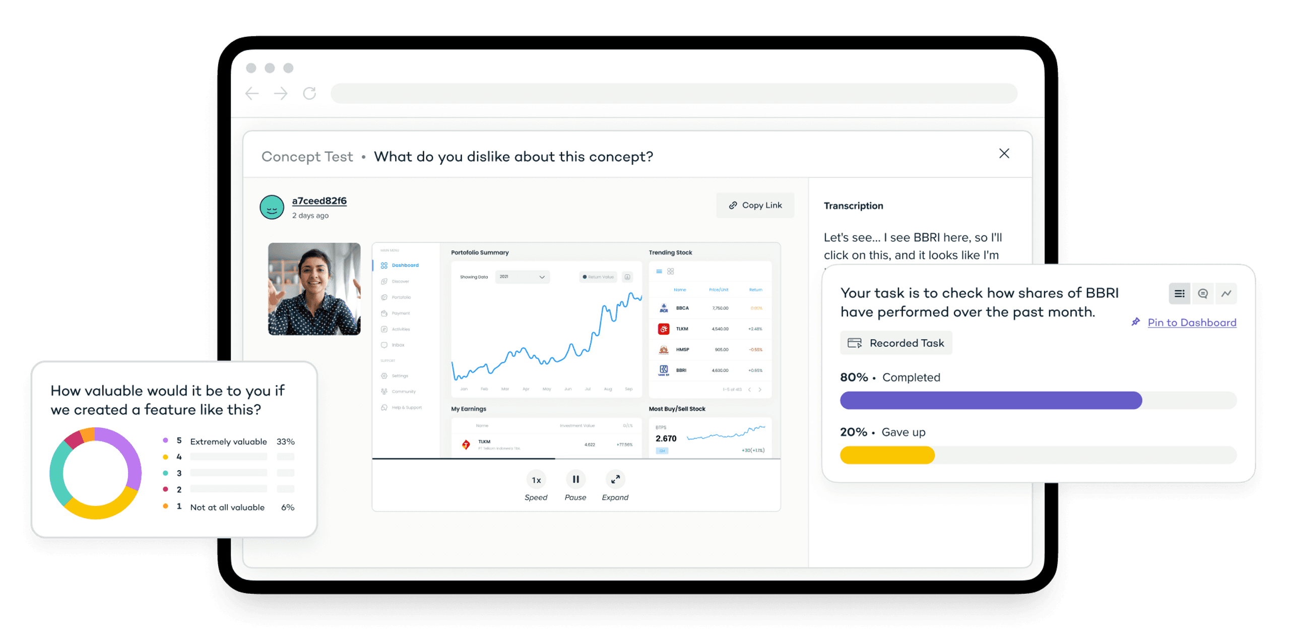 Concept testing dashboard