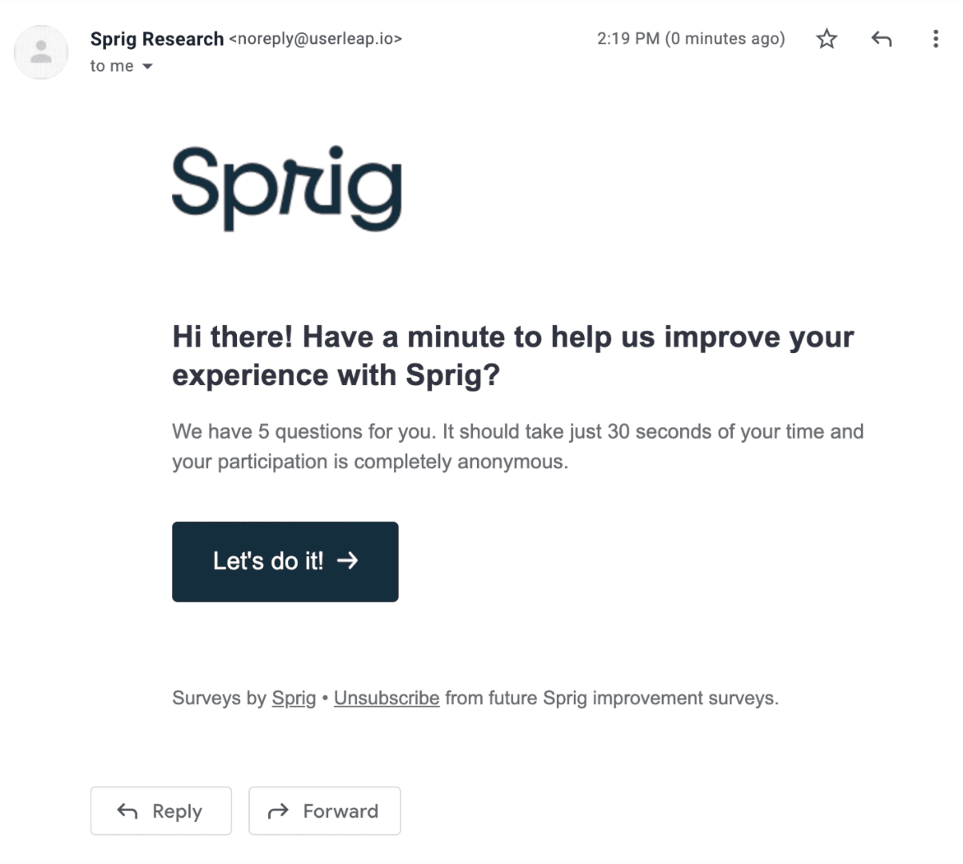 Survey in Email