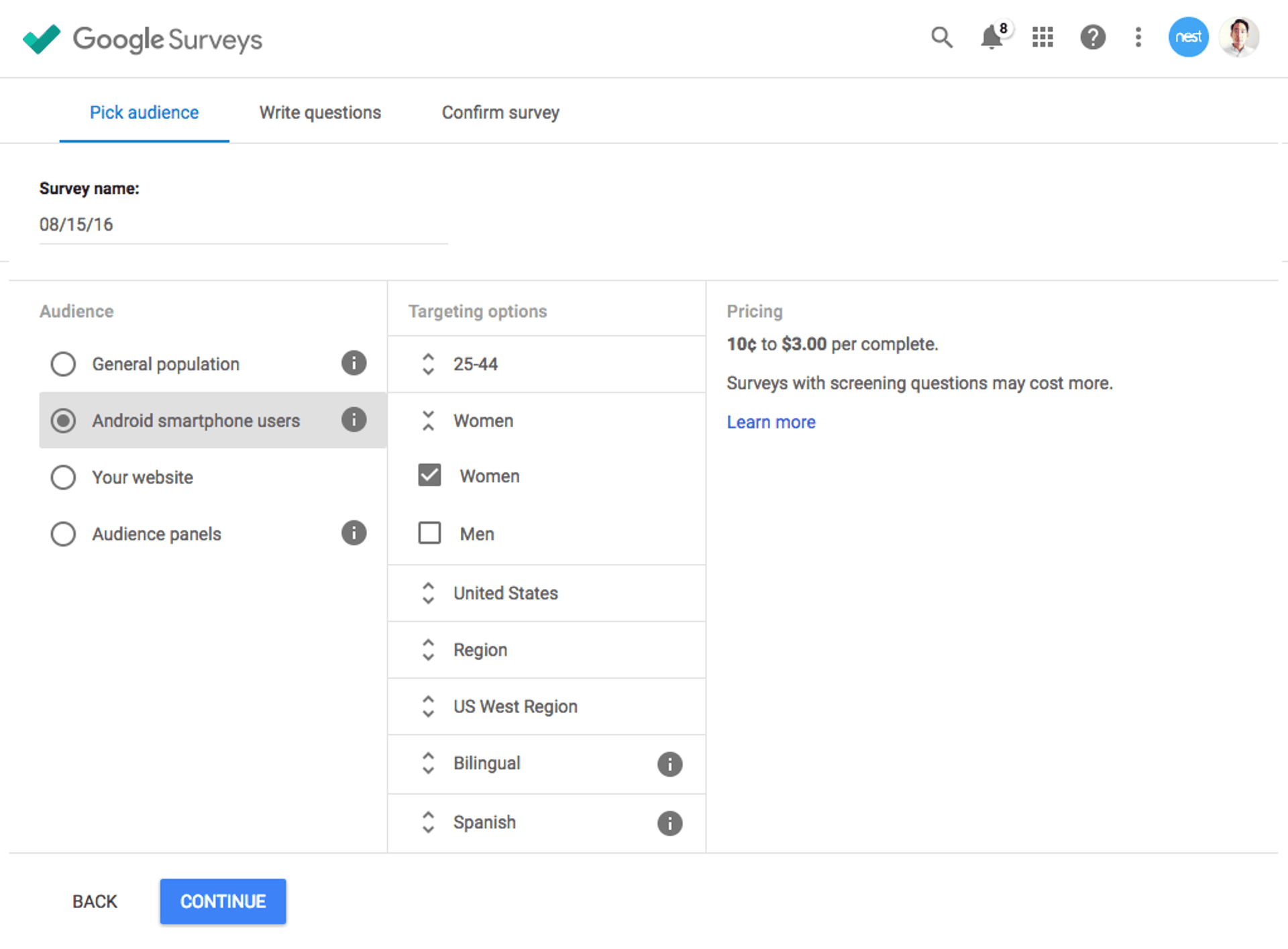 Google Surveys Survey