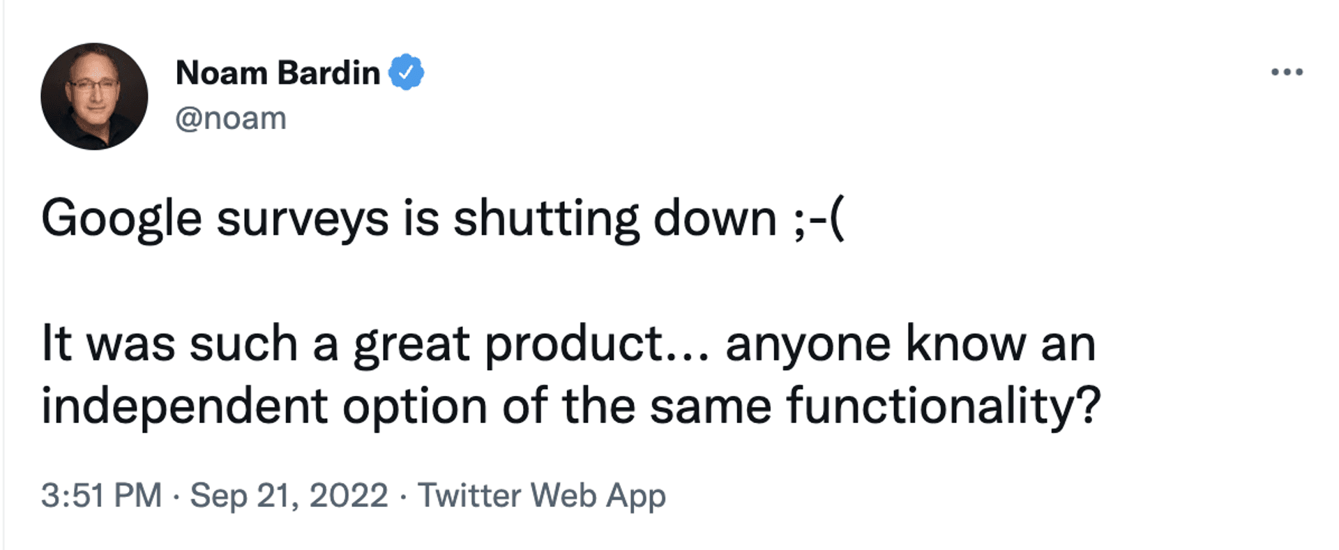 Tweet about Google Survey