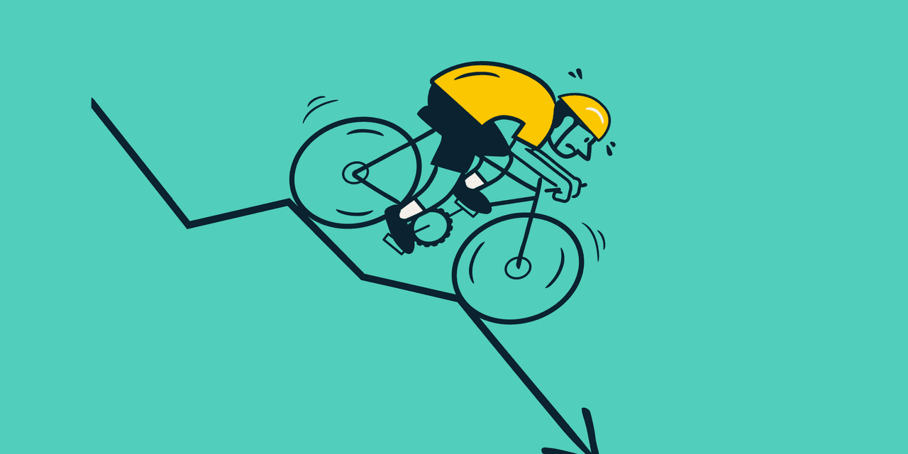 Illustration of a biker going downhill