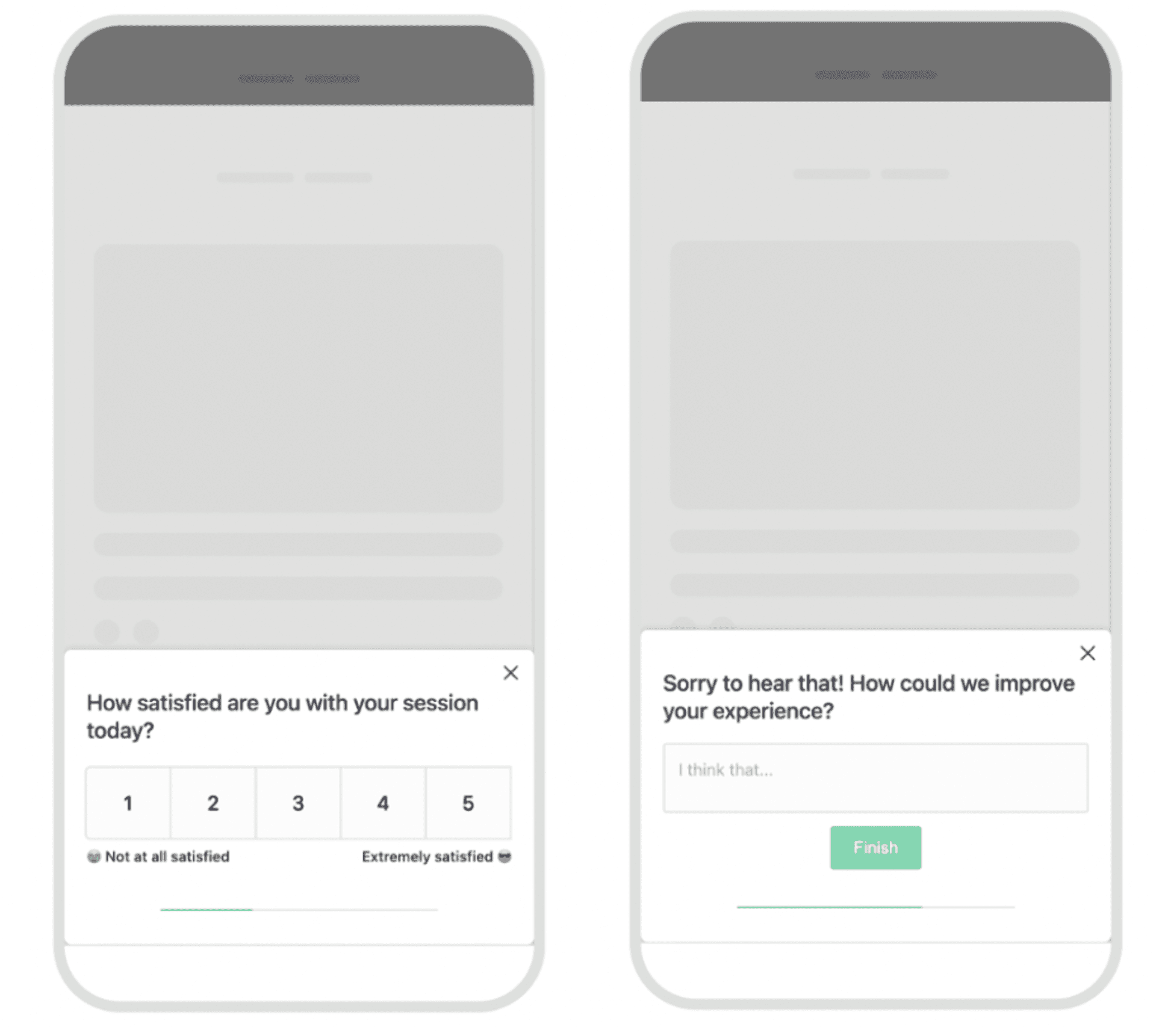 screenshot of in-product surveys