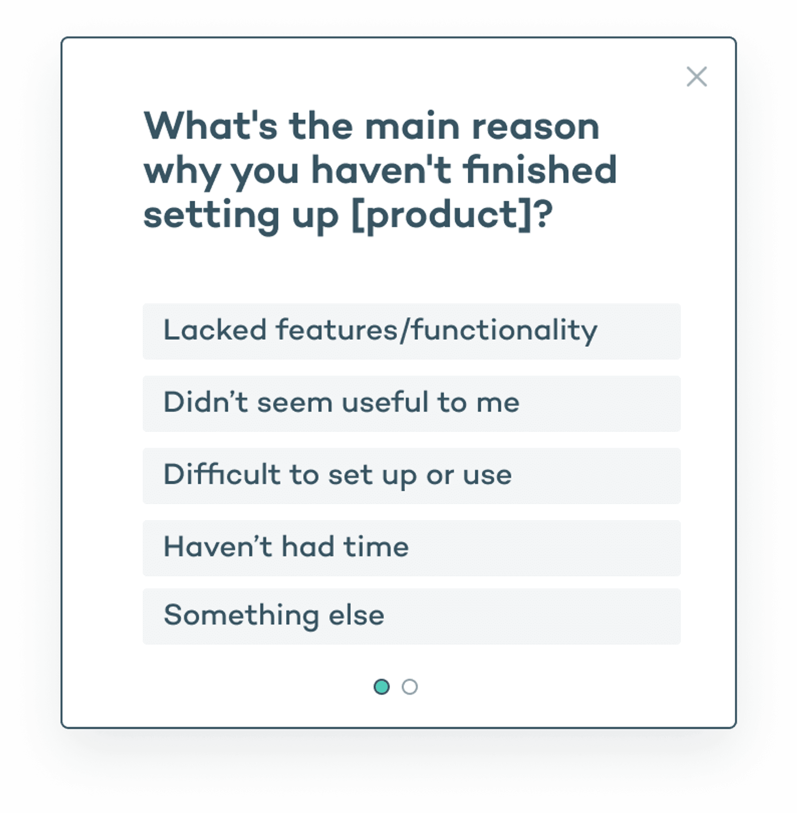Microsurvey to reduce onboarding drop off