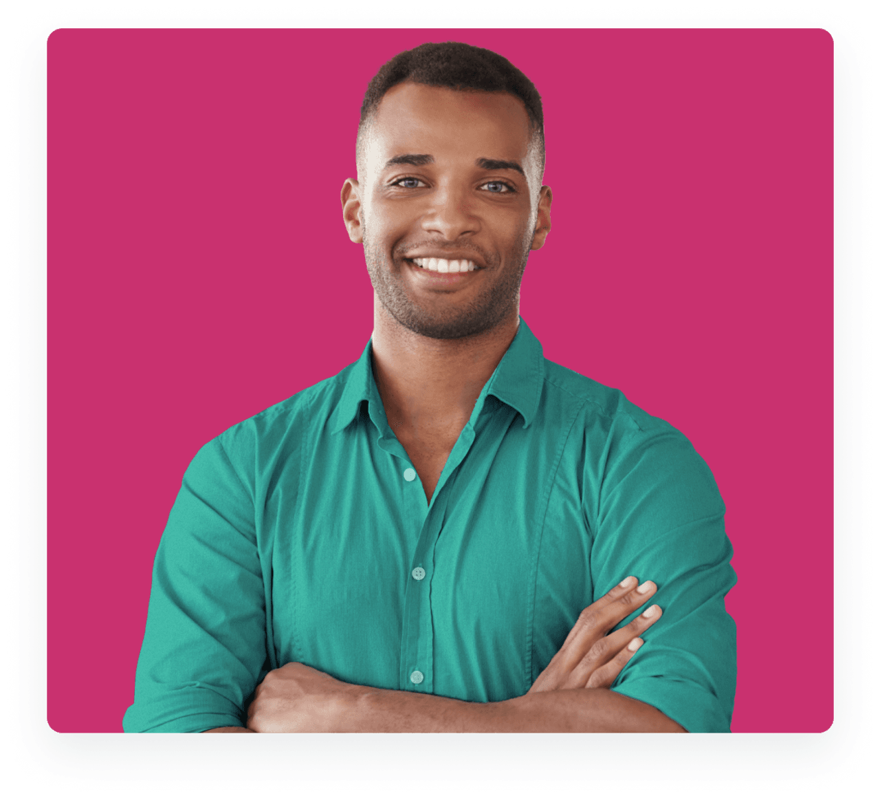 African American man on pink background