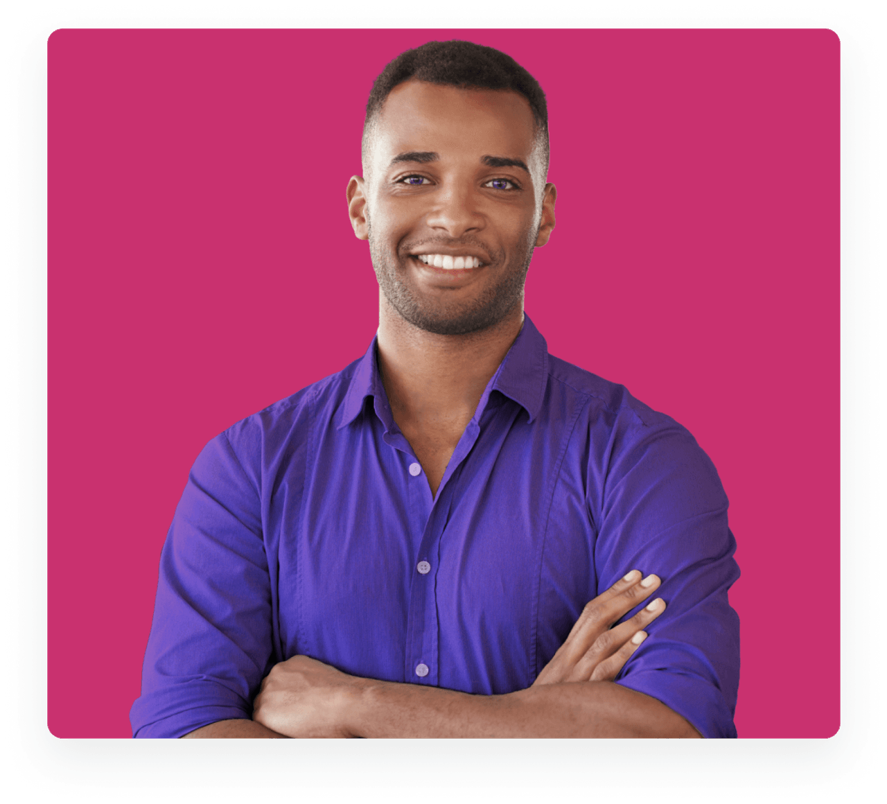 Image of a man with his arm crossed