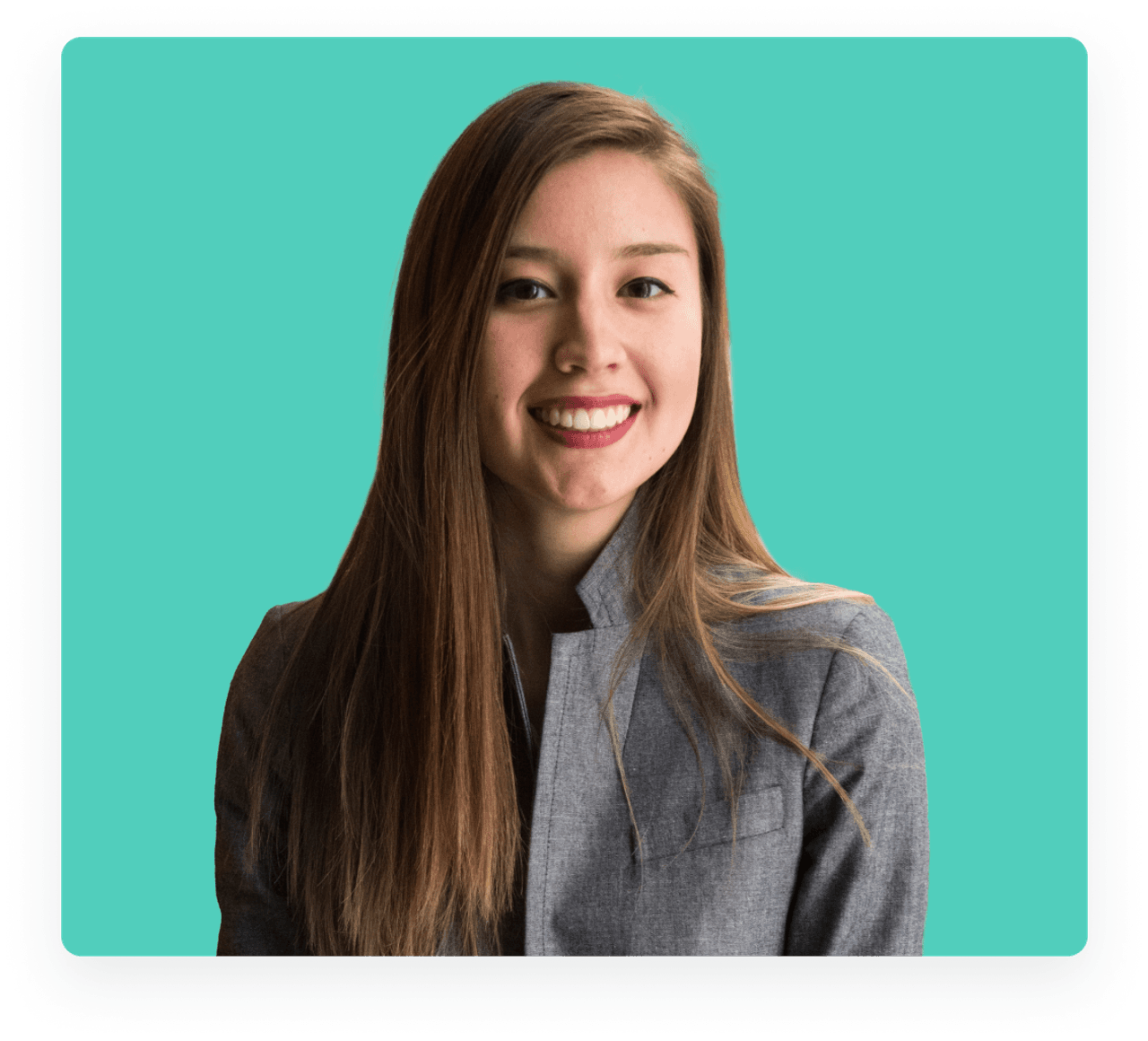 Woman on a teal background