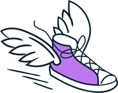 Illustration of a flying purple shoe