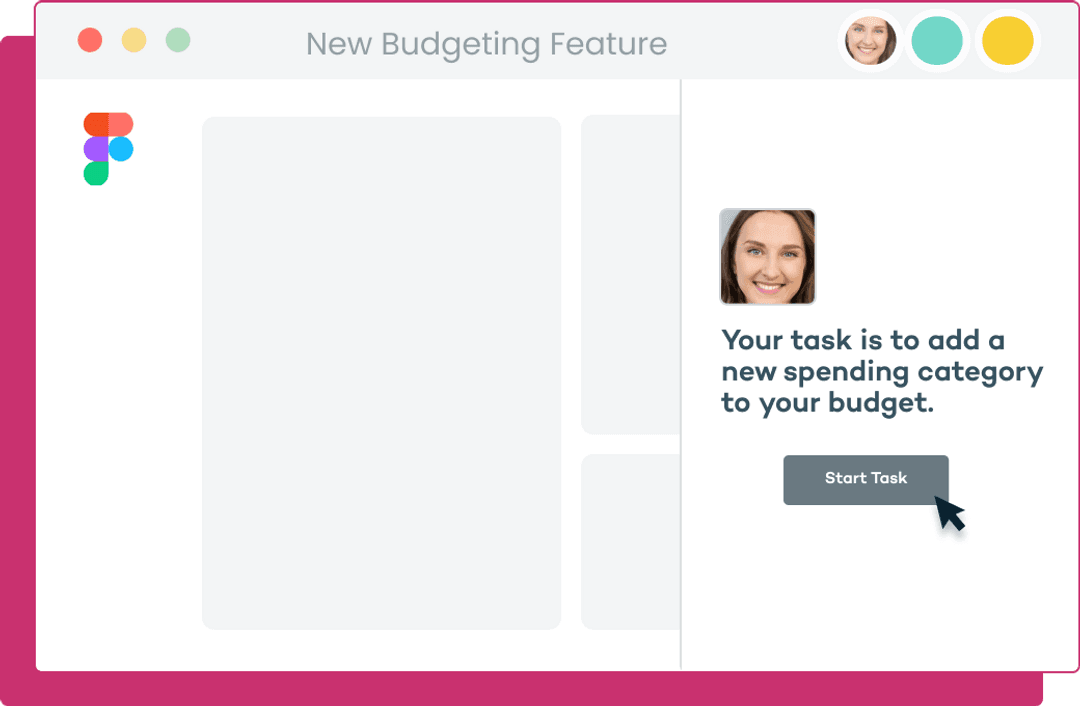 Depiction of a video question on a figma prototype