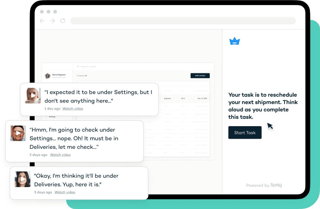Image of a concept test done with Sprig