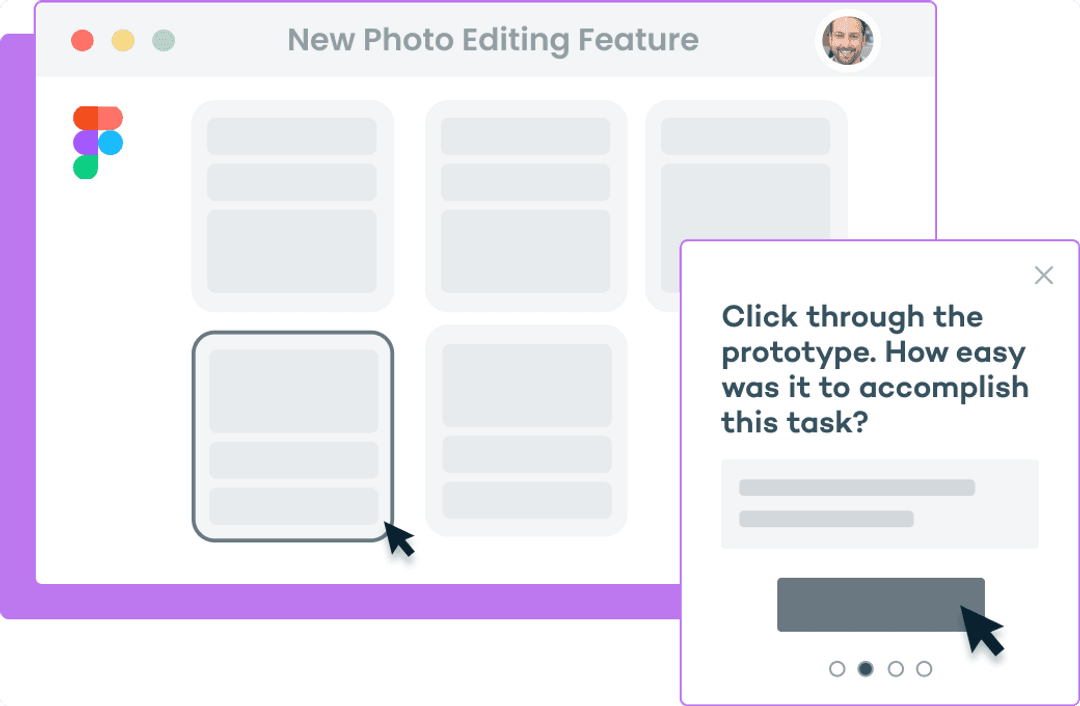 Image of a sprig survey over a figma prototype