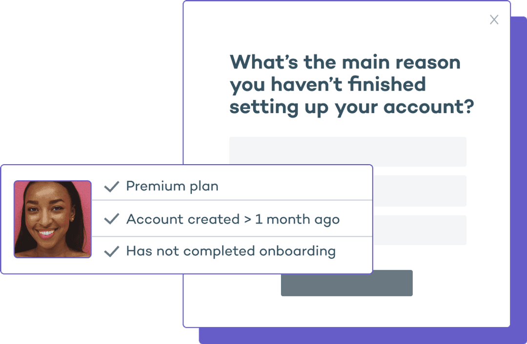 Survey asking why user didn't set up account