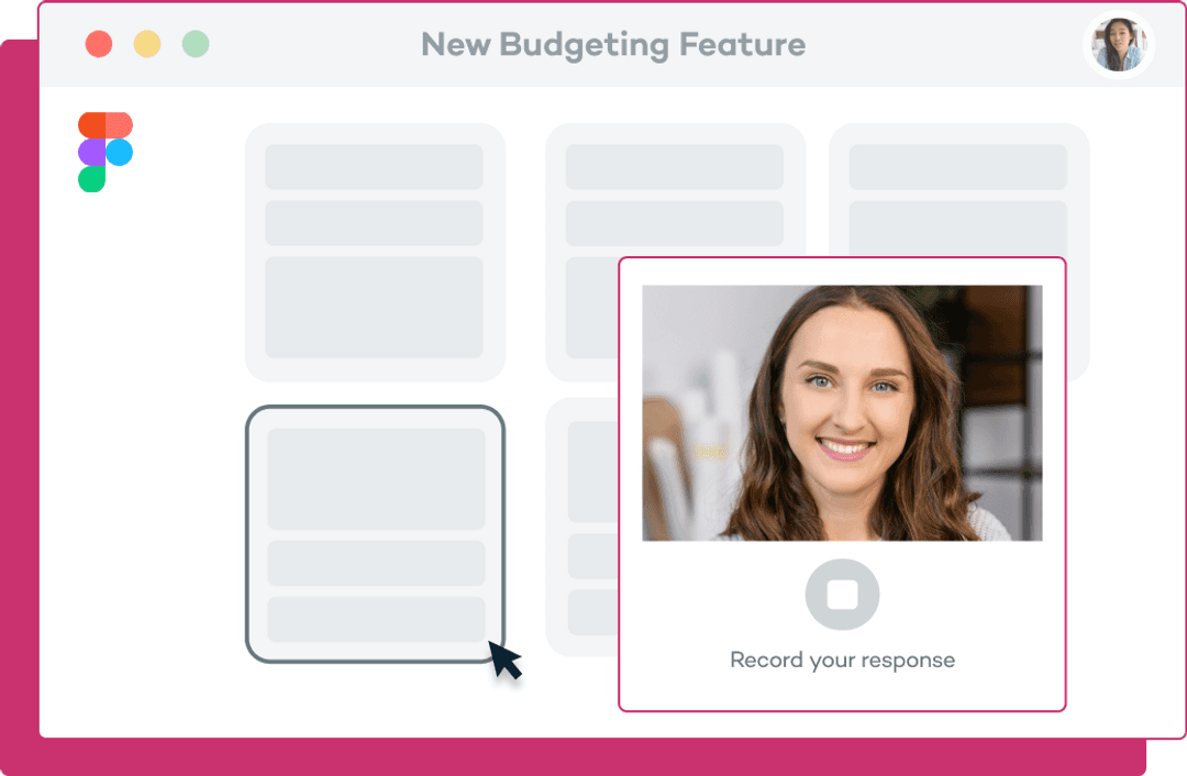 Depiction of a video question on a figma prototype
