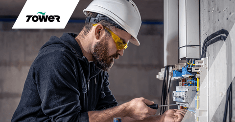 Electrician with hardhat