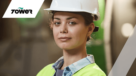Female Worker posing in PPE