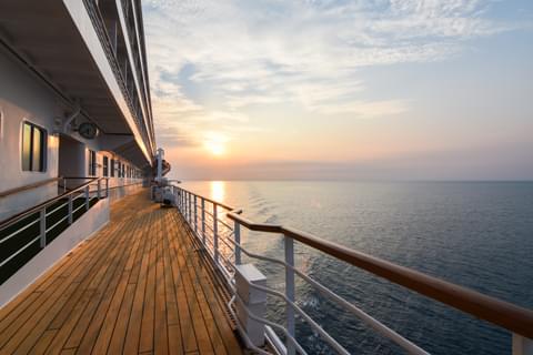 Luxury Cruise Ship Deck at Sunset