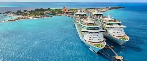 Freedom of the seas perfect day aerial docked pier
