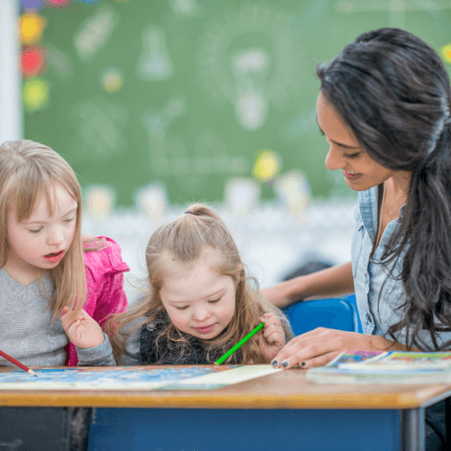 Teacher with children