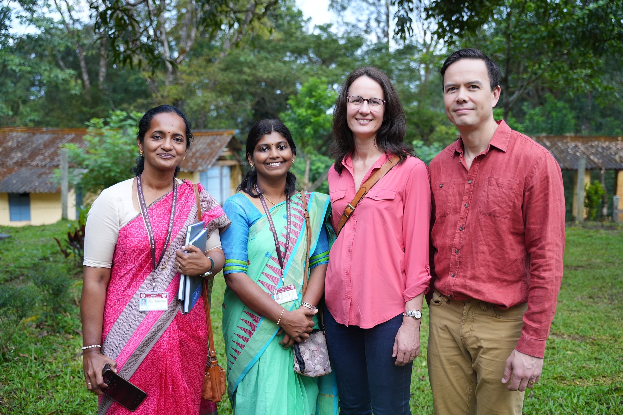 From L to R: Dr. Jeena Devasia, Divisional Head of Plant Physiology at CCRI, Dr. Divya K. Das, Research Assistant at CCRI, Dr. Tania Humphrey, and Dr. Kraig Kraft.