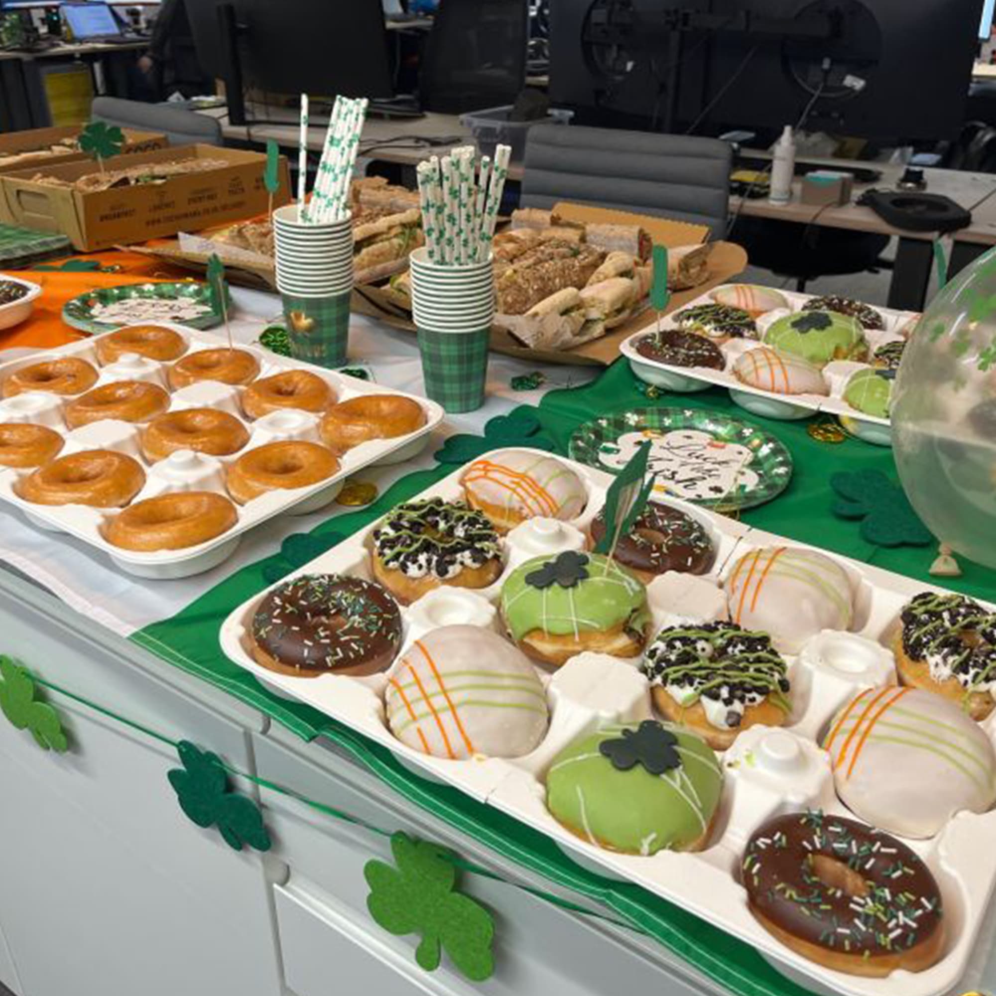 St Patricks Day Donuts in the XYZ Office